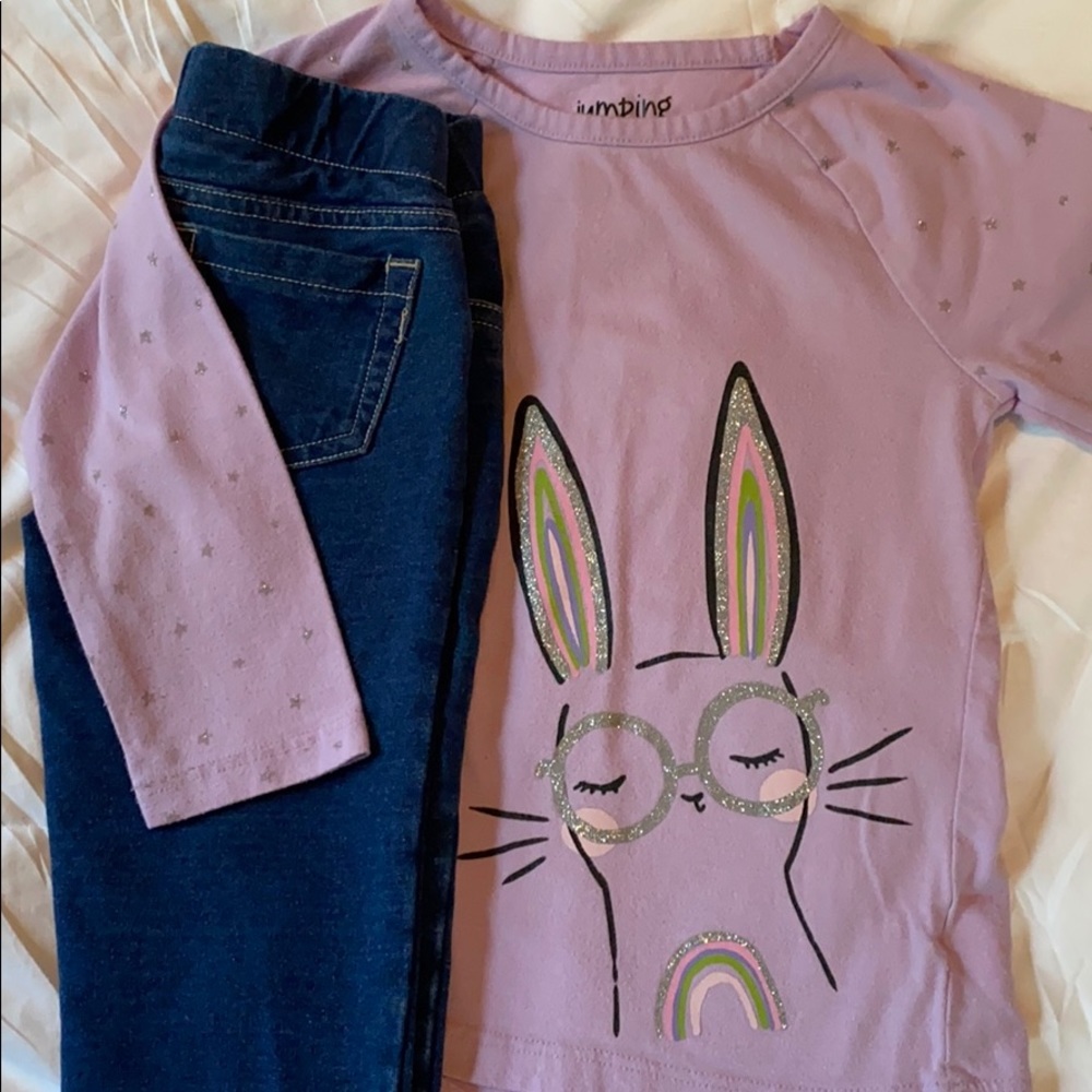 Jumping beans long sleeve top & jeggings 3T